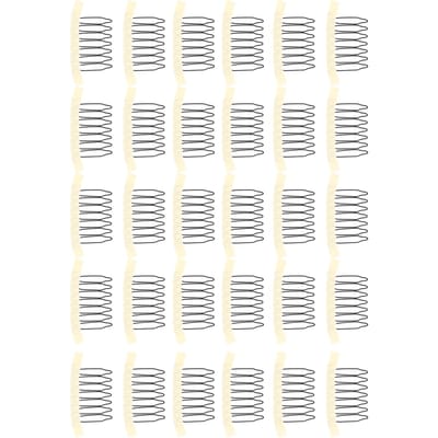 30 stuks Pruikkam Clips Roestvrij Staal 7-Tands Pruikklemmen voor Haarpiece Muts Pruik Accessoires Zwart white