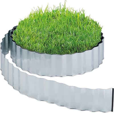 borderrand - metaal - 15 meter - 16 cm hoog - verzinkt - zilver