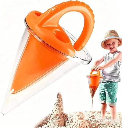 Zand- En Waterspeelgoed Trechter - Zandtrechter - Zandbakspeeltjes - Strandspeelgoed - Transparant En Draagbaar - Strand/Zandbak Speelgoed - Geschikt Voor Stranden, Parken En Buitenspelen Voor Kinderen - Oranje Kleur