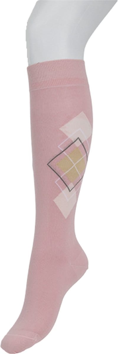 Bonnie Doon Dames Kniekous Katoen met Ruiten Argyle Rhombus Fun Kleur Zacht Roze Maat 36/42 Gladde Teennaad - Katoen - Stijlvol - Klassiek - Moderne Twist - Comfortabel - Kniekousen - Voorgewassen - Argyle - Ruiten - Silver Pink - BP241501.605