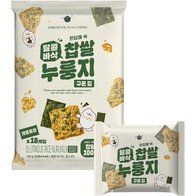 Zoete Krokante Kleefrijst Nurungji Geroosterde Zeewier Krokante Hartige Snack 520g x 1 Pak