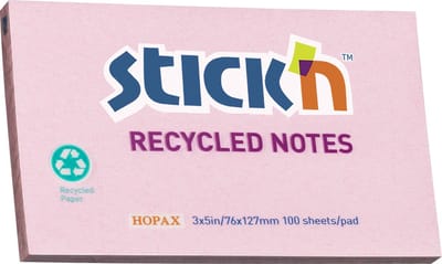 Stick'n recycled sticky notes - 76x127mm, pastel roze, 100 memoblaadjes