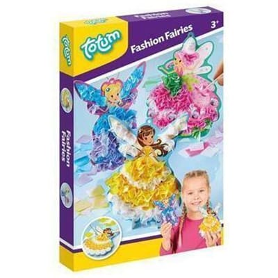 Totum Fashion Fairies - dress me up popjes elfjes versieren met lurex glansstof knutselen - knutselpakket fee prinses mode speelgoed meisje vanaf 4 jaar