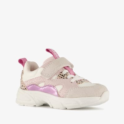 Braqeez leren meisjes sneakers roze - Maat 31 - Uitneembare zool