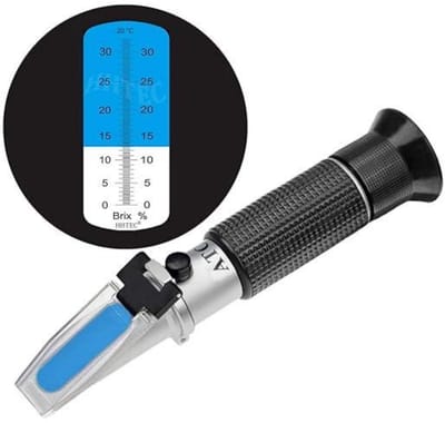 GELLDG Refractometer 0–32% Brix - Suikergehalte Meter met ATC en Nulpuntskalibratie - Geschikt voor Kühlmittel, Bierwürze, Sap en Voedingsmiddelen - Resolutie 0,2% - Plastic Behuizing