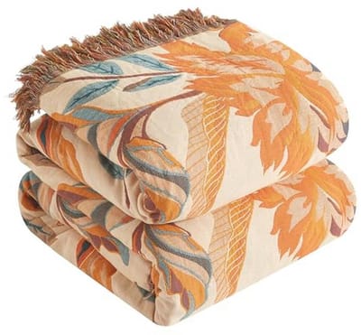 Boho Plaid voor Bed en Bank - 100% Katoen, Ultrafijne 4-laags Mousseline Deken met Bloemenprint - Ideaal voor Woonkamer Decoratie