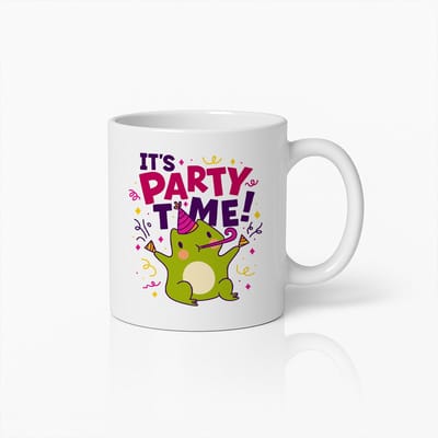 It’s Party Time Mok 330ml – Schattige Kikker Feest Koffiebeker – Leuk Verjaardags- of Feestcadeau voor Kinderen, Vrienden & Familie