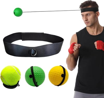Boksreflexbal - Trainingsbal Hoofdband - Verbeter Coördinatie - Verstelbare Hoofdband - 3 Ballen Set - Zwart
