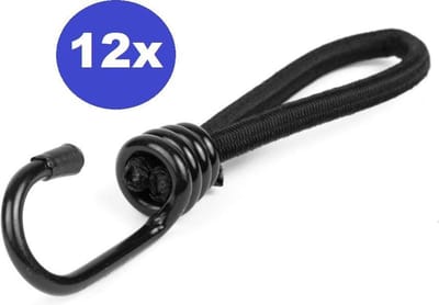 12 x Spanelastieken met haak (enkele) 6 mm 18 cm