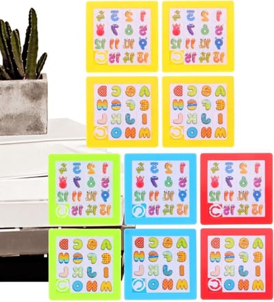 Schuifpuzzels Kinderen - Cijferpuzzels Letterpuzzels - Cognitieve Vaardigheden Trainen - Vorm en Kleur Herkenning - 7 x 7 cm
