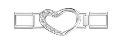Quiges - Schakel - Bedel - 9mm - charms - Zirkonia - Hart - Geschikt - voor - armband - Schakelarmband - italy bedels armband