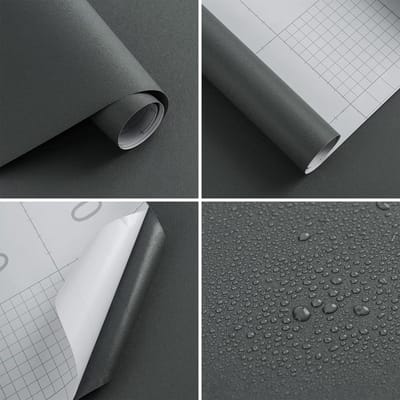 Plakfolie, keuken, grijs, mat, meubelfolie, zelfklevend, donkergrijs, 60 x 500 cm, moderne sticker, waterdicht, zelfklevende vinyl decoratieve folie voor meubels, werkblad, kasten, muren,
