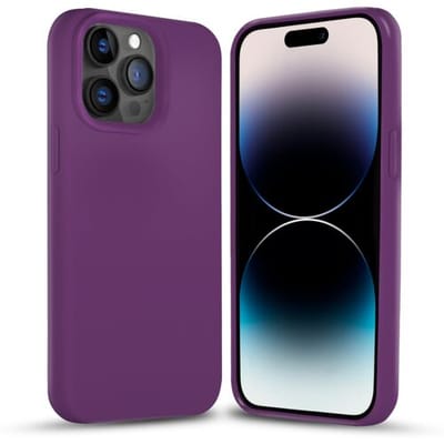 Coverzs Solid silicone case geschikt voor Apple iPhone 14 Pro (paars) - iPhone 14 Pro hoesje paars - iPhone 14 Pro case geschikt voor Apple - Luxe siliconen hoesje met 3-laags bescherming