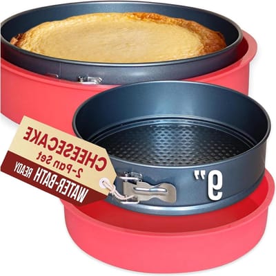 Springvorm Set - Taartvorm Bakvorm - Cheesecake Bakken - Lekvrij Waterbad - 224 cm - Houtskool Grijs Rood