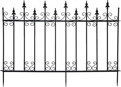 Esschert Design Tuinhek Zwart Krullen – Metalen Perkhek 156 x 117 cm – Gietijzeren Bloemperk Afbakening