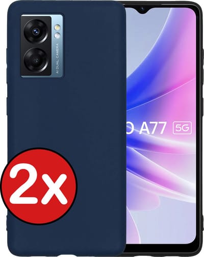 Hoesje - 2 Stuks - Geschikt voor OPPO A77 - Sterk & Shockproof - Telefoonhoes - Back Cover - Case Siliconen - Telefoon Hoes - Donkerblauw