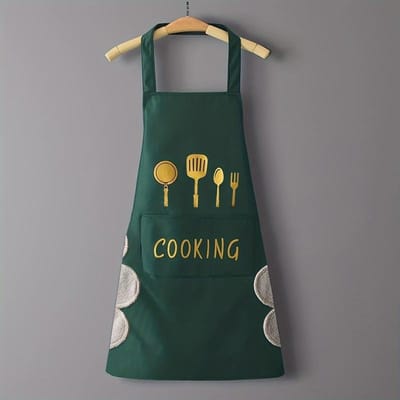 Grand Tablier de Cuisine Imperméable avec Poches Essuie-Mains PVC Durable, Parfait pour Cuisiner & Pâtisser, Taille Femme vert