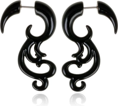 Tribal bone oorbellen Black Waves