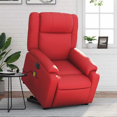 vidaXL - Sta-op-massagestoel - elektrisch - kunstleer - rood