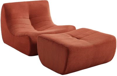sweeek - 1-zits fauteuil met voetenbank corduroy - sokol