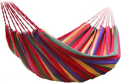 Kampeerhangmat - Stoffen hangmat Boomhangmat - Ontspannen in de natuur - Inclusief boomriemen - 260x80 cm - Multicolor