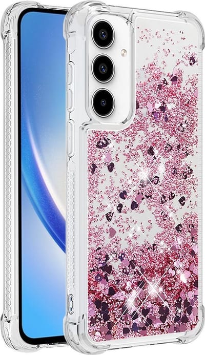 Coverup Hoesje - Geschikt voor Samsung Galaxy A55 Hoesje - Coverup Liquid Glitter Back Cover - Rose Gold