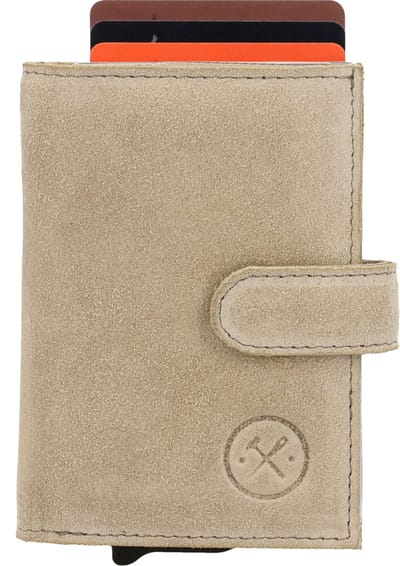 Hide & Stitches Brazos Safety Wallet - Suède Portemonnee - RFID Bescherming - Pasjeshouder - Creditcardhouder - Leren Dames Tas - Zand