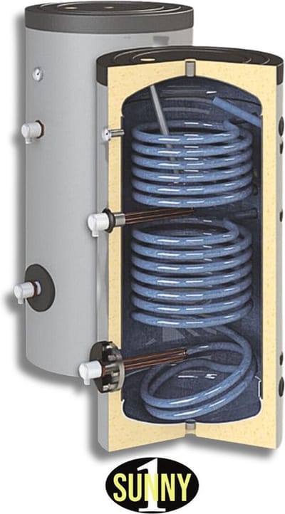 Geëmailleerde boiler voor sanitair warm water 2 spiralen 1500L