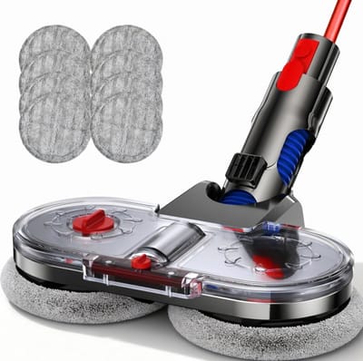 Ryoudavell - Elektrische vloerwisser - Mop & Dweil Opzetstuk - Geschikt voor Dyson V7 V8 V10 V11 V15 Steelstofzuiger - Stofzuigermond voor Nat & Droog - Inclusief 6 Dweilpads - ABS & Fiber