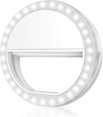 Ringlamp Selfie Ring Light Op Batterijen - Ringlamp Selfielight LED Light Selfie Lamp - Wit