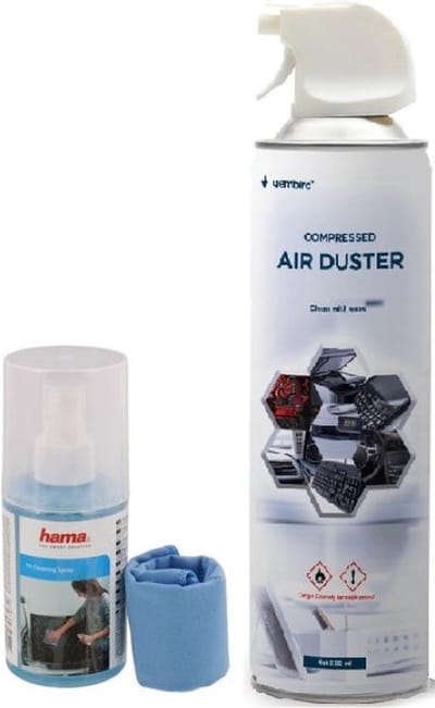 Anti-stofspray spuitbus met perslucht 400ml - 200ml Reinigingsspray met doek - blaast stof en vuil weg moeilijkst bereikbareplaatsen eenvoudig stofvrij maken PC, printer, computer, ps, mobiel, laptop, keyboard.