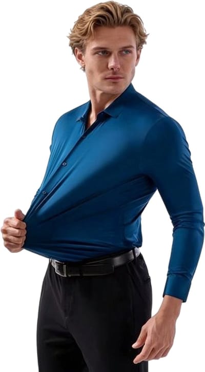 Kreukvrij Overhemd Deluxe - Blauw - Niet Strijken - Blouse - Heren