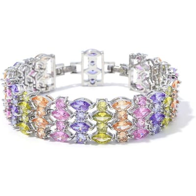 Buitenlandse Handel Explosies Kristal Zirkoon Dames Armband Diamanten Armband Dames Cadeau Kleurrijke Sieraden. Free extension buckle white