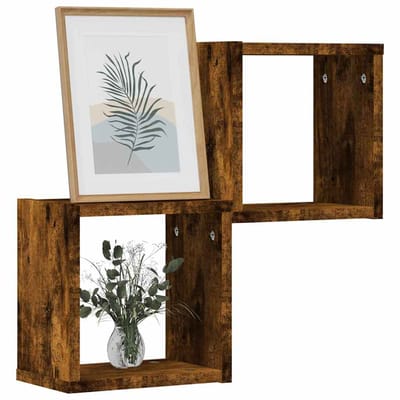 vidaXL - Wandplanken - 2 - st - Rook - Eiken - 26 - x - 15 - x - 26 - cm - Bewerkt - hout