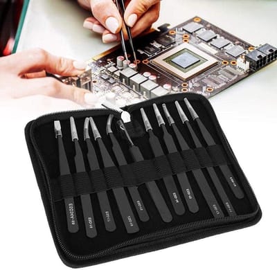 Pincet Set - Precisie Tangen - Elektronica Reparatie - Anti-Statisch & Magnetisch - 11 Stuks - Zwart