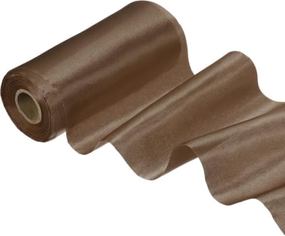 Satijnen lint van 15 cm breed, 20 m eenzijdig effen kleur polyester lint voor geschenkverpakking, bruiloft stoel sjerp bloem boeket feestdecoratie haarstrikken naaien ambachten, donkergoud