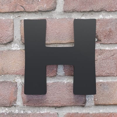 Huisnummer Berlin H zwart - Huisnummerbord - 10 cm - Blinde bevestiging