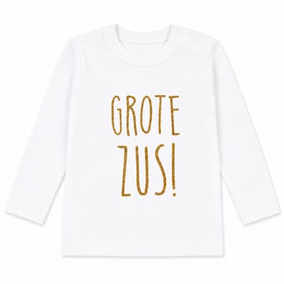 Shirt Ik word grote zus | lange mouw T-Shirt | wit met goud | maat 74 |big sis sister zwangerschap aankondiging bekendmaking big sis sister
