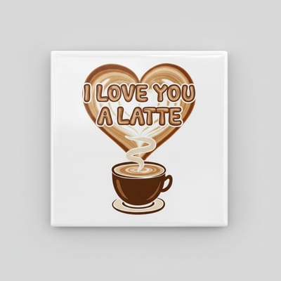 “I Love You a Latte” Keramische Tegel 15x15 cm – Romantische Koffie Hart Illustratie | Schattig Cadeau & Woondecoratie