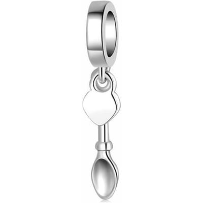 925 Sterling Zilver Pannenkoekschep Klopper Spatel Hangers Charms Passend op Originele Designer Bedelarmband Sieraden Maken white