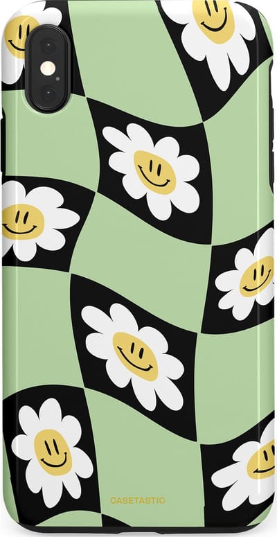 Casetastic hoesje geschikt voor Apple iPhone XS Max - Dubbellaagse bescherming - Golvende madeliefjes - Fashion Case - Mintgroen Zwart Wit Beige
