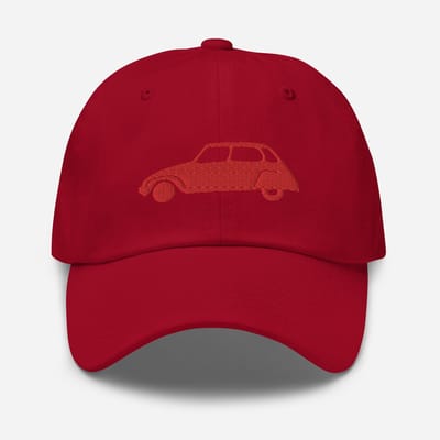 De2pktjes - Rouge Bolero geborduurde pet (voor en achter) Citroën Dyane - Veenbes