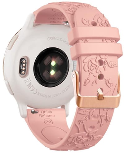Siliconen bandje - geschikt voor Garmin Venu (2 Plus) / Venu SQ (2) / Vivomove (Style - Sport) / Vivoactive 3 / 5 / 6 / Forerunner 55 / 165 / 245 / 645 / 570 - 42mm - flower - roze