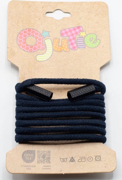 Trekkoord - Hoodiekoord - Hoodiekoord met eindstukken - Navy - Katoen - 1.15m lang - 100% Katoen - Kunststof eindstukken