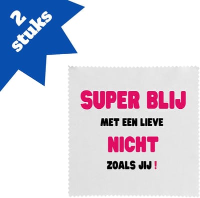 Akyol - super blij met een lieve nicht zoals jij brillendoekjes - Nicht - de liefste nicht - verjaardag - cadeautje voor nicht - nicht artikelen - kado - geschenk - 17,8 bij 17,8 cm - 2 stuks