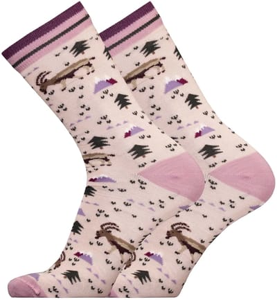 UphillSport - 2-Pack - Dagelijkse Sokken met Geitenprint - Merino Wol - Heren / Dames - lila - 39-42 - 9401