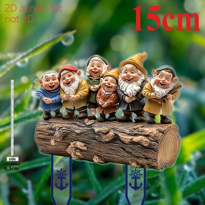 Een groep blije dwergen, 2D plat acryl, decoratie, geschikt voor tuin, gazon, buiten, Kerstmis, Halloween 15cm black