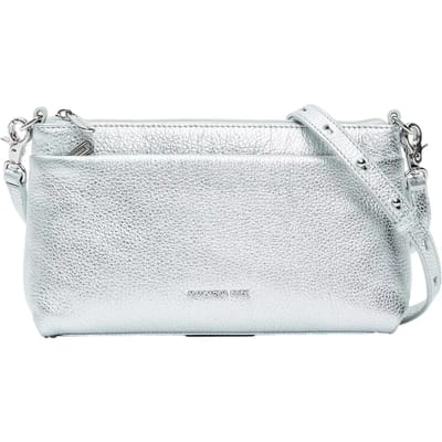 MANDARINA DUCK Leren schoudertas Mellow Metal Triple Pochette Silver zilverkleurig
