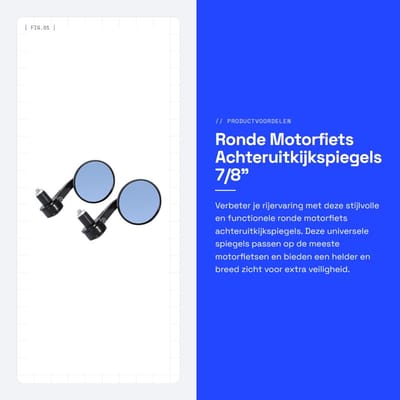 Dailygoods- Zijspiegels Universeel - Ronde Achteruitkijkspiegels - Aluminium/Glas - 7,7 cm Diameter - 1 Paar - Zwart - Motorfiets Spiegels