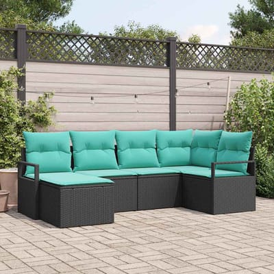 vidaXL Bankstel 6 st Zwart poly rattan